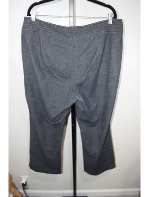 Fashion Bug Womens Gray Chambray Look Straight Leg Trousers Plus Size 18 thumbnail 2