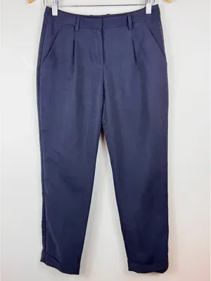 Theory Gil Faxon Navy Silk Blend Pleated Tapered Pants Size 00 Made USA thumbnail 2