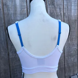 Adidas White Seamless Plunge Long Line Bralette Sports Bra Size S thumbnail 3