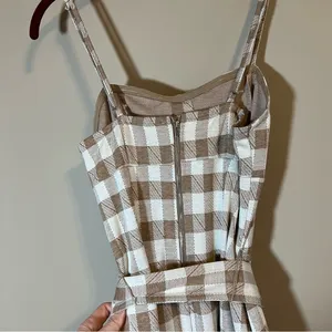 Anthropologie En Saison Brown Plaid Gingham Jumpsuit XS thumbnail 8