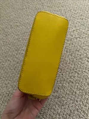 Tory Burch Yellow Leather Dome Cosmetic Case Small Pouch FLAWS thumbnail 6