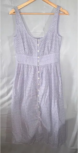 J.Crew Lavender Eyelet Button Front Midi Dress Womens 2 Event Sleeveless NWT thumbnail 1