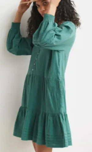 Anthropologie Carrie Tiered Tunic dress in dark green thumbnail 1