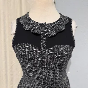 Ladakh Black White Geometric Print Fit Flare Zip Dress Women Size 4‎ Cutout thumbnail 4