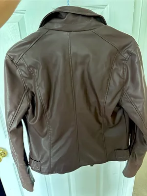 Ambiance Brown Faux Leather Moto Jacket with Silver accents Medium NWT thumbnail 8