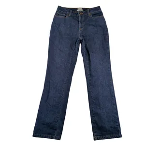 LL Bean Classic Fit Fleece Lined Jeans Womens 8‎ Reg Dark Indigo 502819 Stretch thumbnail 2
