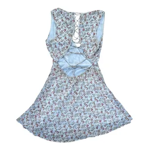 Miss Me Floral Lace-Up Back Skater Mini Dress Blue V-Neck Size M thumbnail 5
