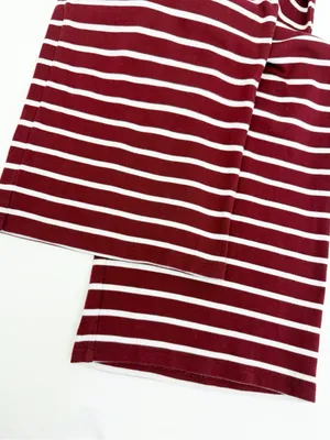 Lake Pajamas Pima Cotton Wide Leg Pajama Lounge Pants Stripe Bordeaux Maroon thumbnail 6