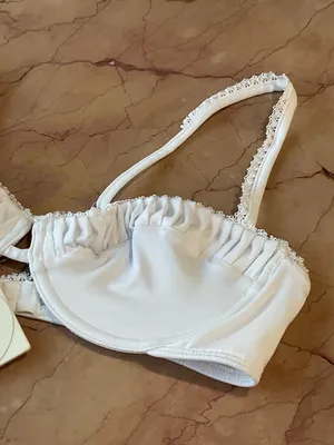 PEIXOTO Kallie Bikini Top in White Medium New Womens Swim thumbnail 6