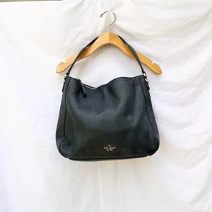 Kate Spade | Black Pebbled Textured Cow Leather Hobo Shoulder Bag Purse thumbnail 3