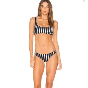 Tori Praver‎ Deja Striped Bikini XS Swimsuit Black White Top thumbnail 2