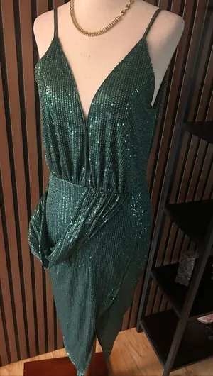 Prettylittlething sleeveless cocktail mini dress features a plunging V-neckline thumbnail 1