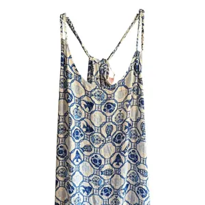 Isaac Mizrahi New York Linen Blend Maxi Dress NWT Blue White thumbnail 2