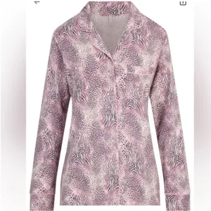 SKIMS intimates Bloom Multi Animal Long Sleeve Pajama Set Pink Leopard Sleepwear thumbnail 4