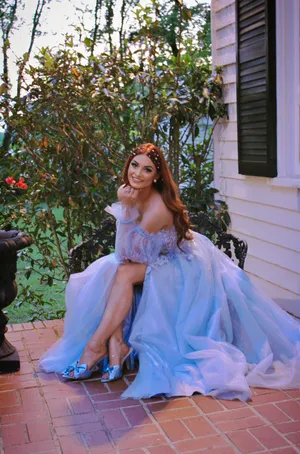Tulle Evening Gown Blue Size 4 thumbnail 6