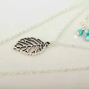 NEW Boho‎ Silver Multilayer Turquoise Leaf Necklace thumbnail 7