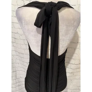 Fredericks of Hollywood Convertible black V-neck top with gathered ruching Large thumbnail 4