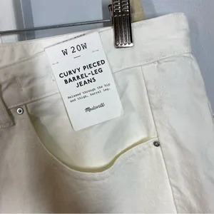 Madewell The Plus Curvy Pieced Barrel-Leg Jean in tile‎ white size 20 20W NWT thumbnail 4