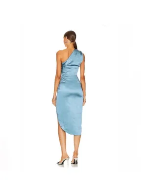 Elliatt Cassini Asymmetrical Midi Dress in Blue thumbnail 3