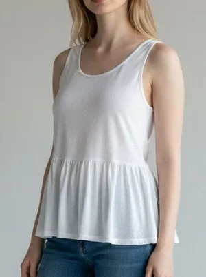 Freebird White Layered Tank Top Keyhole Tie Back Sleeveless Boho Sz Small thumbnail 1