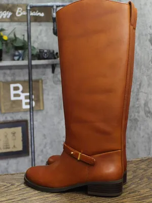 NWT On 34th Womens Firesse Riding Boots 10019685500 Cognac Leather Brown 5.5M thumbnail 4
