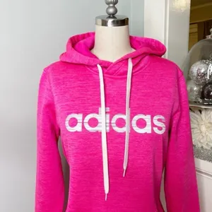 Adidas Pink Fleece Hooded Sweatshirt Size Small thumbnail 3
