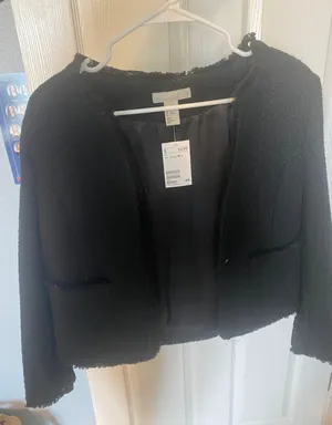 H&M Black Tweed Cropped Blazer thumbnail 1