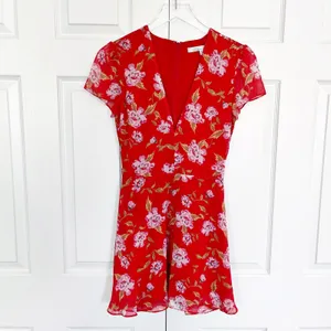 Lovers + Friends x Revolve Cassidy Red Floral Fit & Flare Mini Dress thumbnail 2