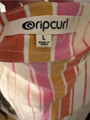Rip Curl Coastal Stripe Linen Blend Midi Dress Large Beach Vacation thumbnail 2