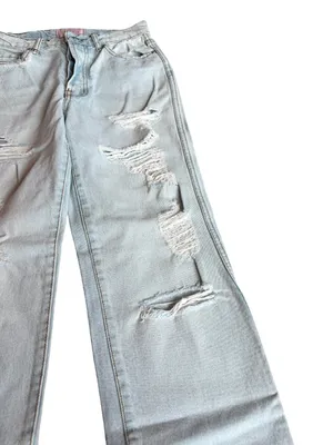 Revice High Waisted Straight Leg Jeans Distressed Denim Light Wash Size 26 Women thumbnail 4