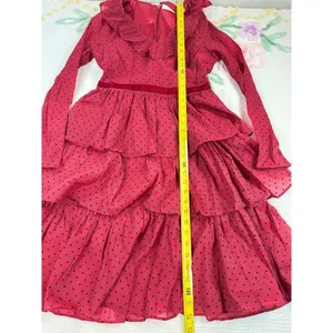 Rachel parcell Women's Red‎ Black Polka Dot Long Sleeve Tiered Ruffle Dress 8 thumbnail 2