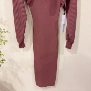ASTR Jodie Mauve Two Piece Cutout Ribbed Knit Midi Sweater Dress Small NWT thumbnail 6
