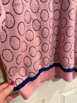 Pink Crewneck Sweater with Navy Polka Detail thumbnail 7