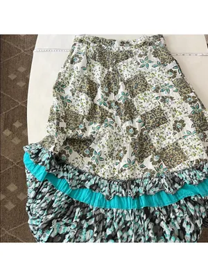 Anthropologie Raga Floral Patchwork Cotton Boho Earth Tones Maxi Skirt M $185 thumbnail 6