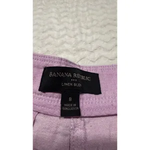 Banana Republic Pink Lavender Linen Wide Leg Pleated Pants Size 8 High Rise thumbnail 6