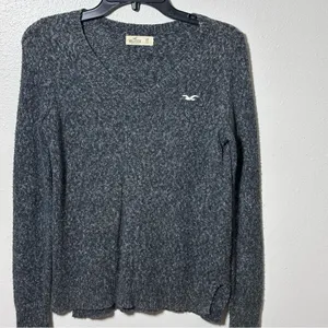 Hollister Women Pullover Knit Gray‎ v-neck sweater Size XS thumbnail 2
