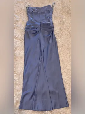 NWOT Betsy & Adam strapless mixed media periwinkle blue gown Sz 4 thumbnail 7