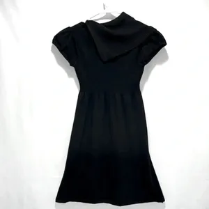 Imperfect black‎ mini sweater dress ribbed top cute buttons stretchy XXS XS thumbnail 2