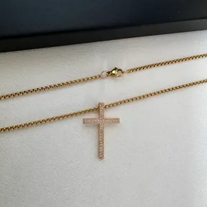 CZ Cross Pendant Necklace for Men Women,Streetwear Punk Hip Hop Unisex Style thumbnail 3
