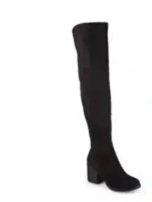 Journee Collection Black Suede Over-the-Knee Boots thumbnail 1