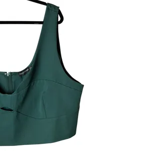 PrettyLittleThing Shirt Women 30 Teal Green Plus Size Woven Bralet Crop Top‎ NWT thumbnail 4
