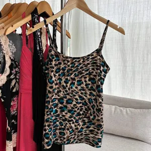 2000s Vintage Clear Sky Brown Blue Leopard Print Cami‎ Tank Top Y2K Summer Small thumbnail 5