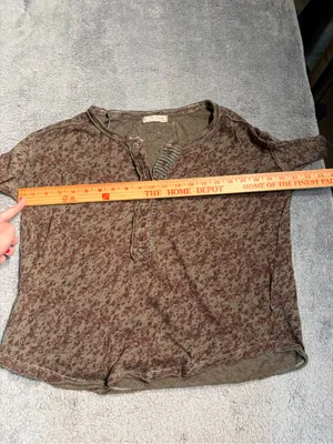 We the free people girl meets boy Floral Henley Long Sleeve Top Brown Olive XS thumbnail 9