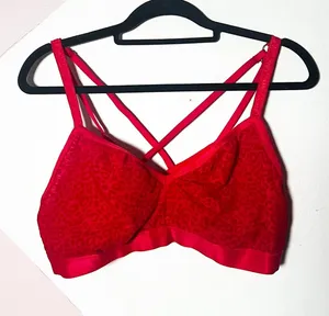 Aerie Bralette Women's XXL Red Leopard Flocked Crossback Strap thumbnail 1