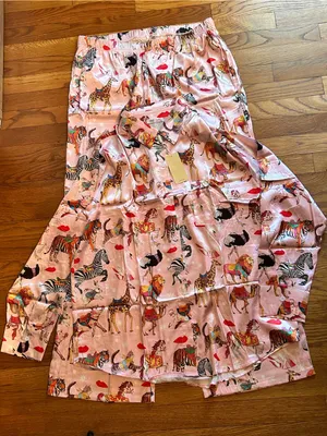 Ekouaer Pink Animal Print Satin Pajama Set XL thumbnail 1