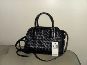 Urban Outfitters Kristie Crossbody Black leather bag woven texture thumbnail 4