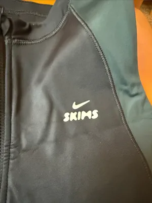 Nike Skims Shine Color Block Zip Up Bra Nwt Dark Teal Medium (G23) thumbnail 3