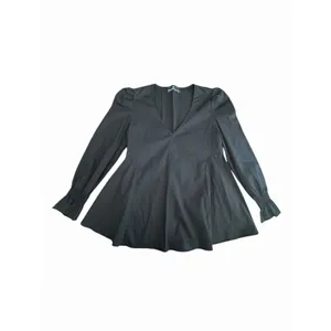 Pomander Place Tuckernuck XS Black Poplin Easton Blouse Ruffle Sleeve #KKK1-3 thumbnail 3