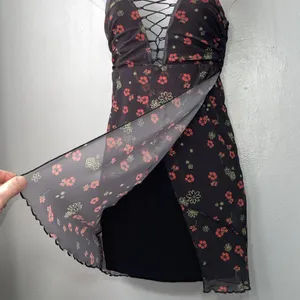 Urban Outfitters Mini Dress Juniors Size Small Black Floral Mesh Y2K Whimsigoth thumbnail 6