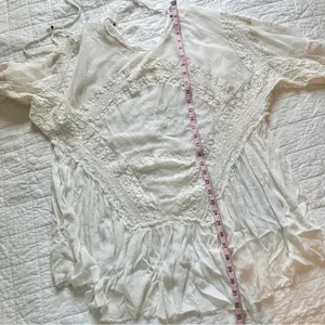 Free People Layered In Lace Swing Dress Tunic Ivory White Small thumbnail 6